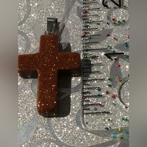 Gold Sandstone Cross Pendant